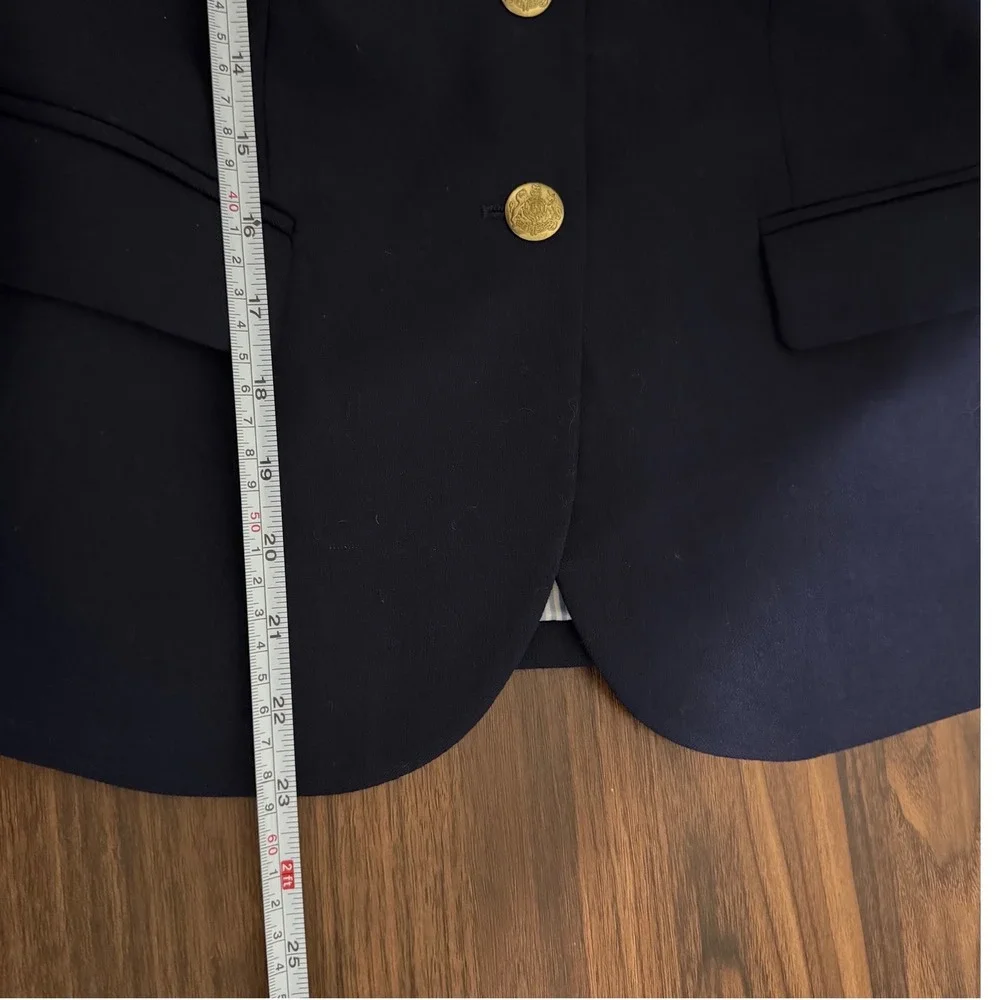 J. Crew Navy Blue Original Schoolboy Gold Button Wool Blend Blazer Jacket 2‎